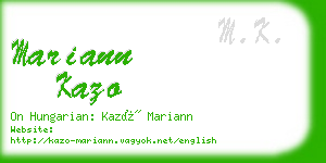 mariann kazo business card